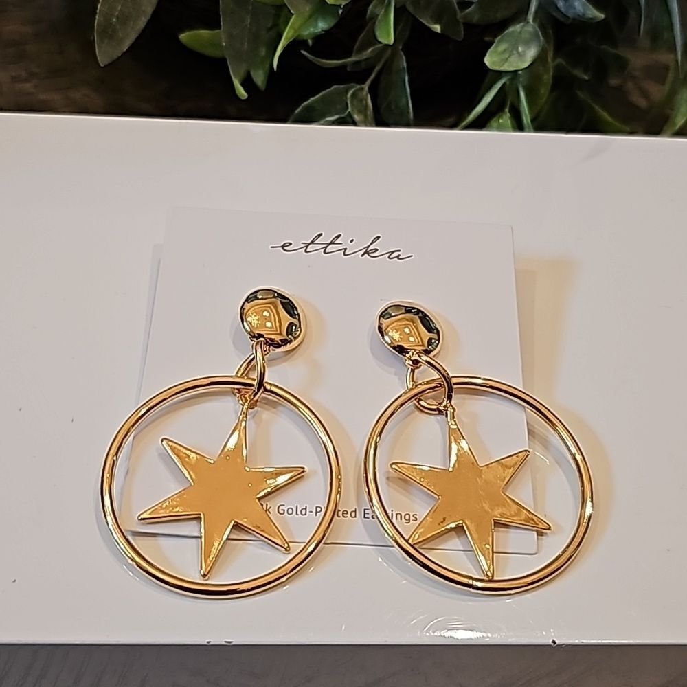Star hoop earings 18k gold-plated NWT Ethika